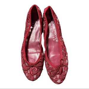 Paul Mayer red lace flats size 7